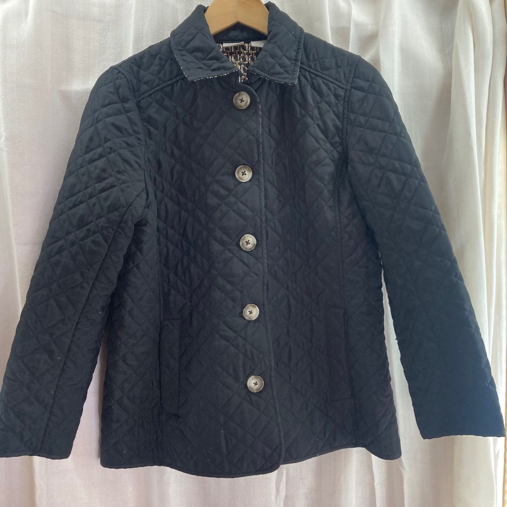 Chico's Black Quilted Jacket‎ Button Front Women's Size 0 Career Casual